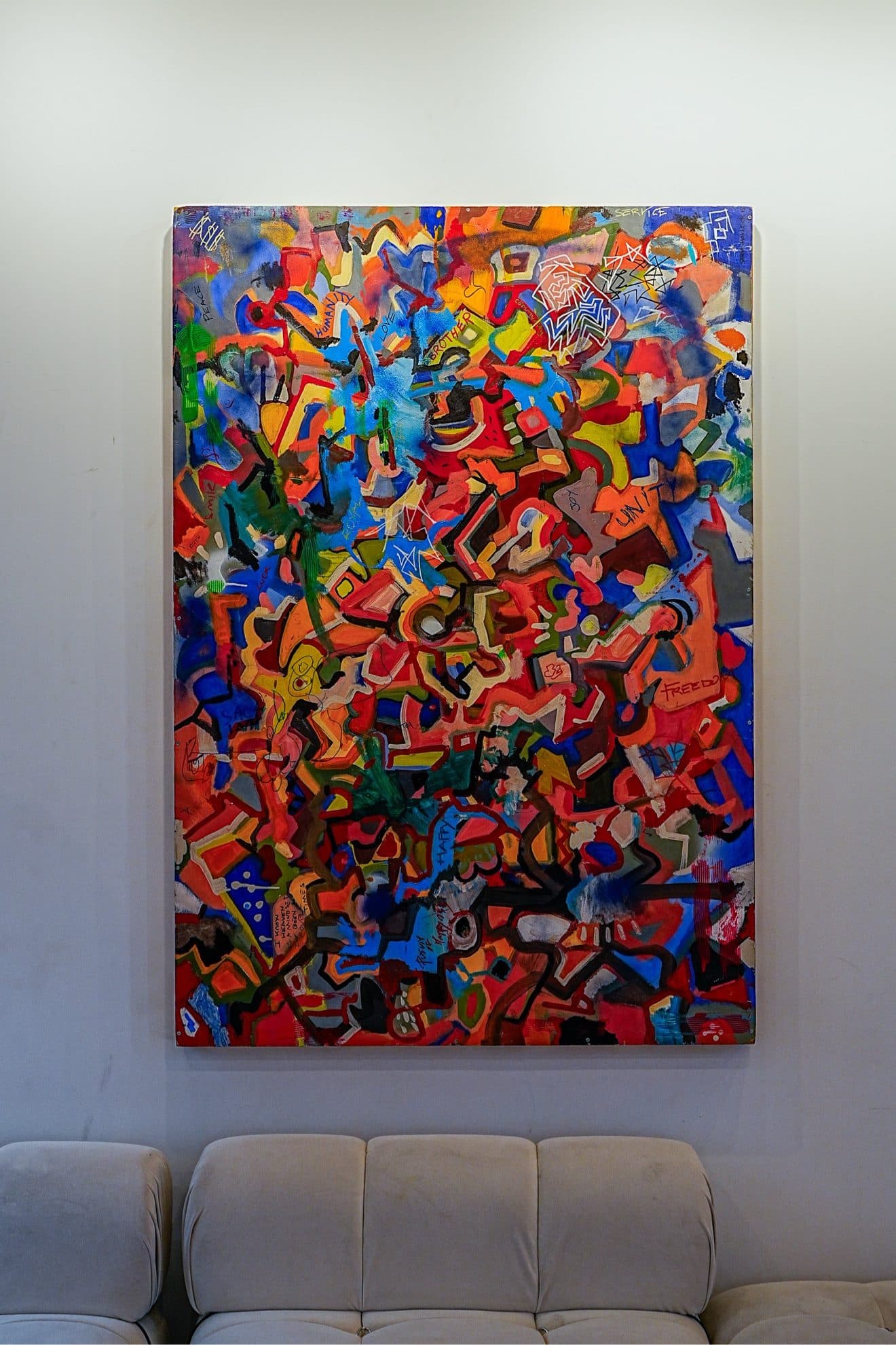Abstract artwork in the loft